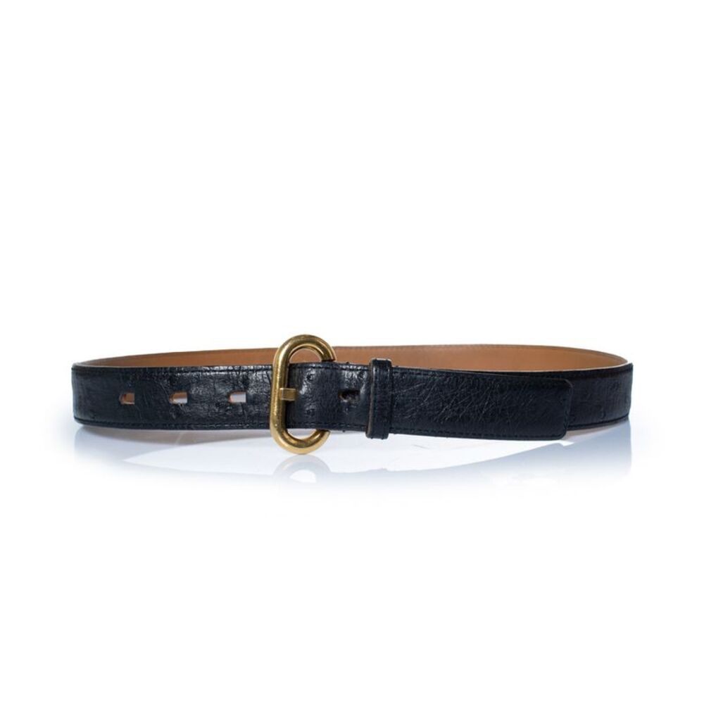 Delvaux, ostrich black leather waist belt